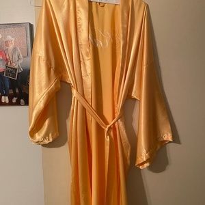 Women’s gold satin robe